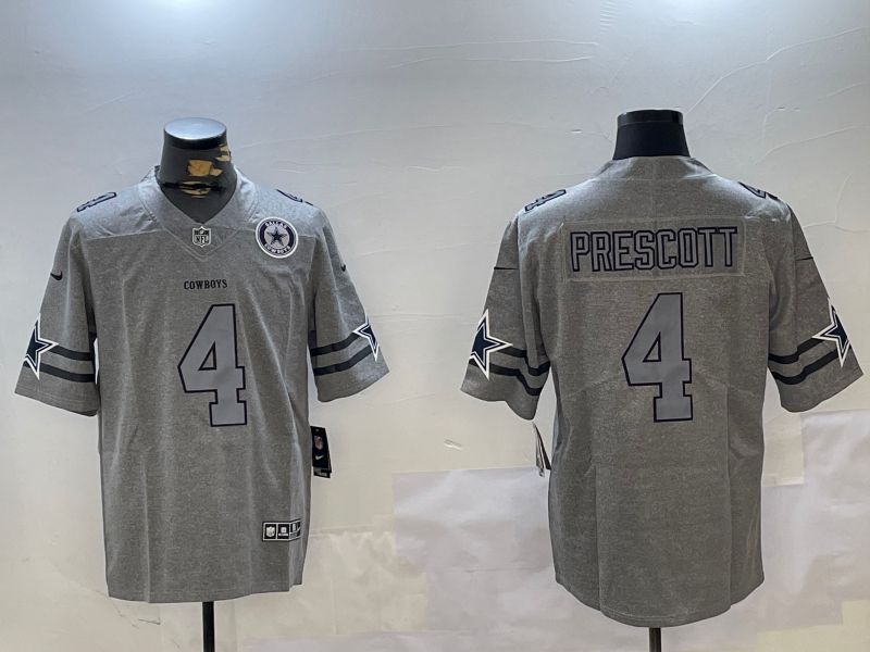 Men Dallas Cowboys #4 Prescott Grey Throwback 2024 Nike Limited NFL Jersey style 2
